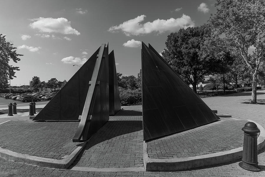 Statue on the campus of Ohio State University in black and white ...