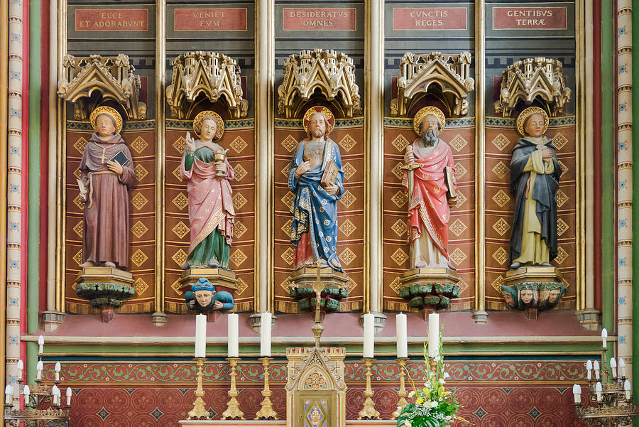 Statues in the Chapel of the Sacré Coeur, Saint Etienne Cathedral of Limoges, France Photograph by Jean-Philippe Tournut