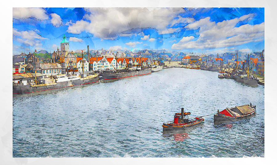 Stavanger harbour II Digital Art by Geir Rosset