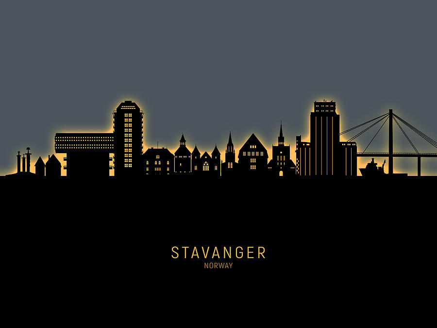 Stavanger Norway Skyline #62 Digital Art by Michael Tompsett