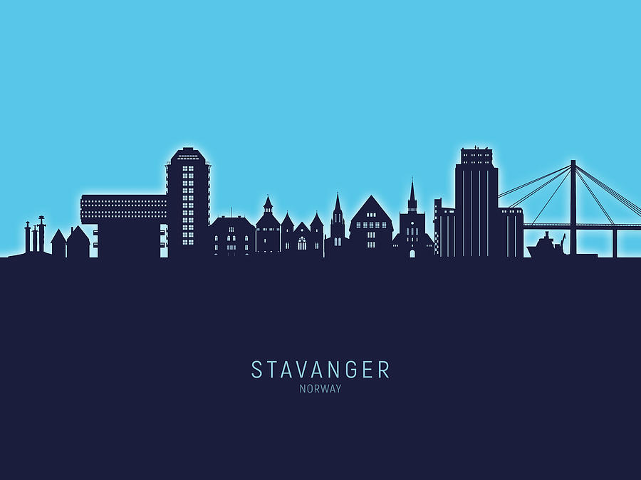 Stavanger Norway Skyline #65 Digital Art by Michael Tompsett