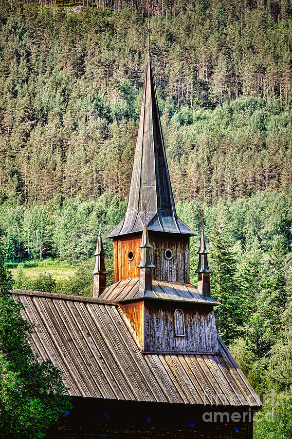 Architecture Photograph - Stave Church in Kaupanger by Olivier Le Queinec