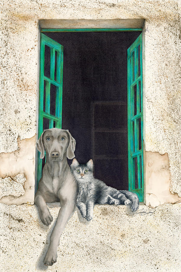 Weimaraner Painting - Stay home Stay Healthy by Julie Senf