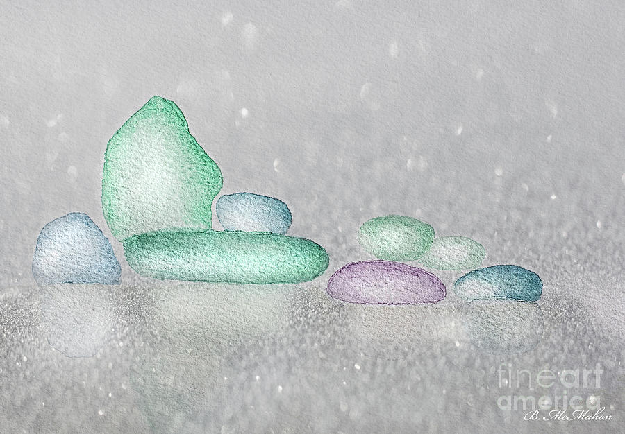 Beach Glass Painting - Stay Together Watercolour Beach Glass by Barbara McMahon