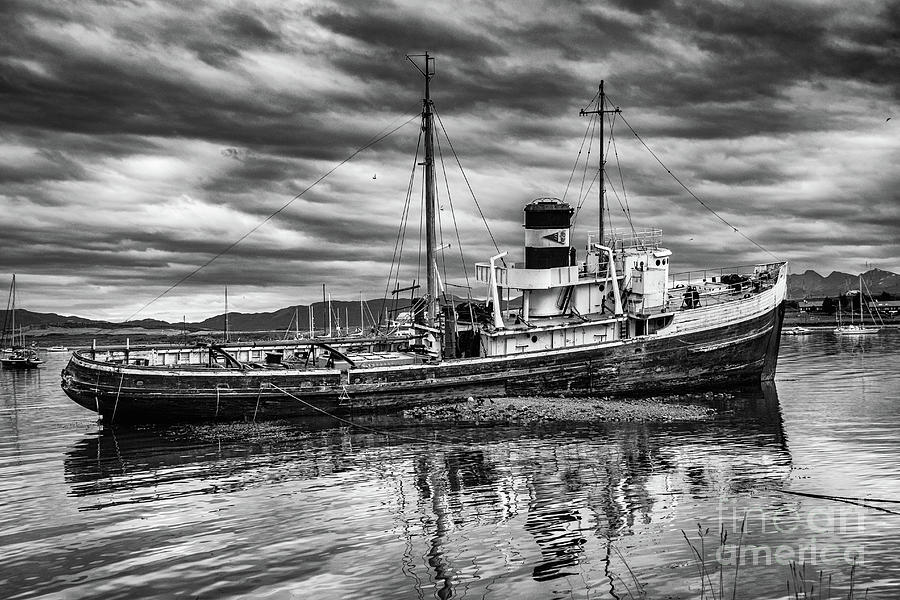 St.Christopher, Ushuaia - black and white Photograph by Lyl Dil Creations