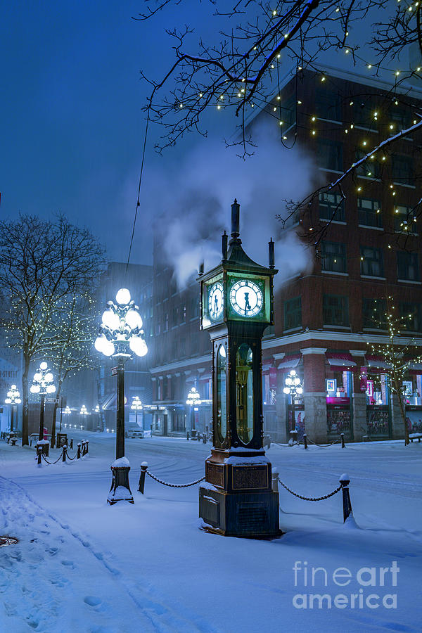Steam Clock Winter Photograph by Michael Wheatley