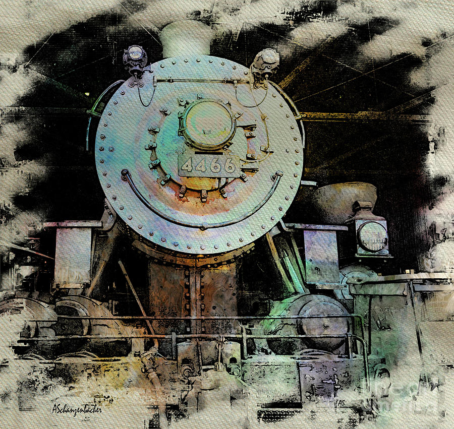 Steam Engine - California State Railroad Museum Digital Art by Aurelia Schanzenbacher