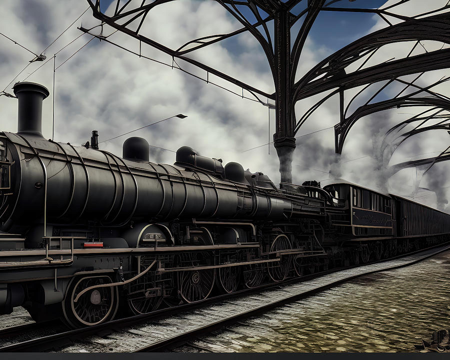 Steam Engine locomotive trains 014 Digital Art by VR Vision Studios ...