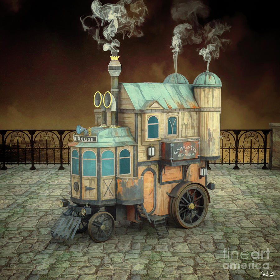 Steam House Digital Art by Jutta Maria Pusl