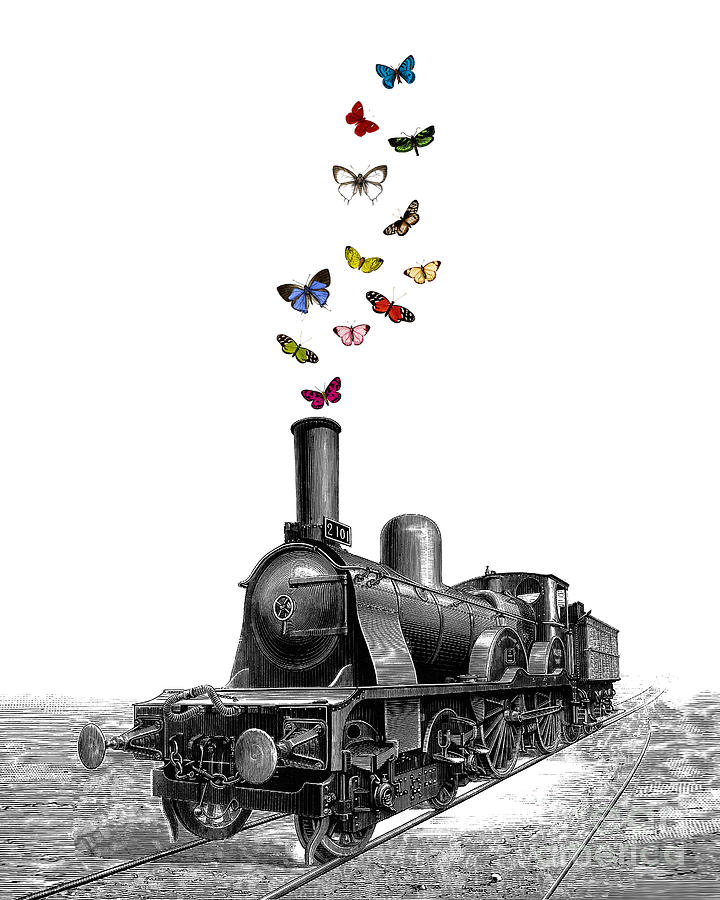 Train Digital Art - Steam Locomotive by Madame Memento