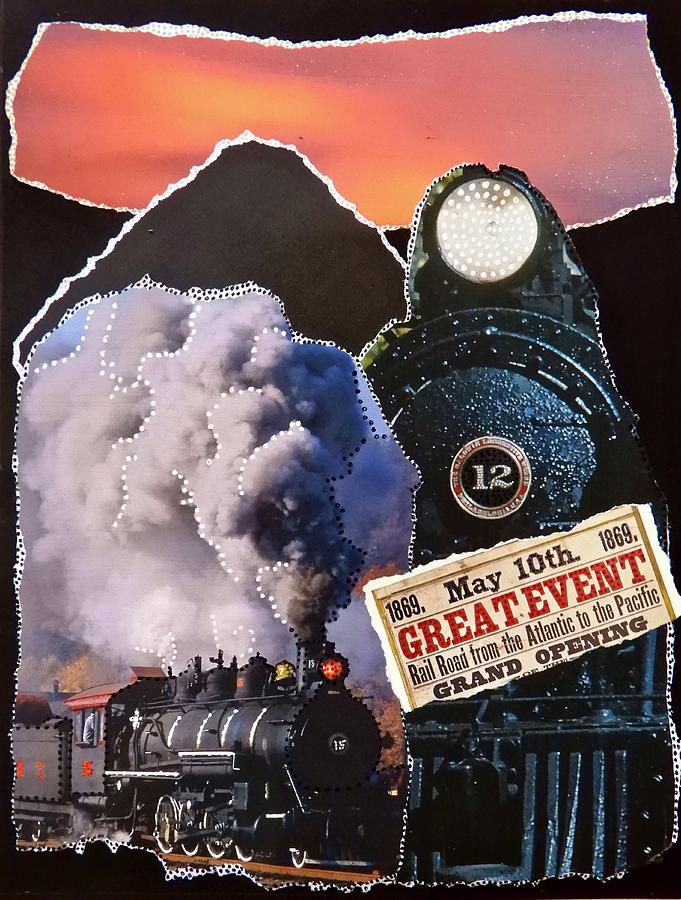 Steam Locomotives Collage Mixed Media by Kirsten Giving