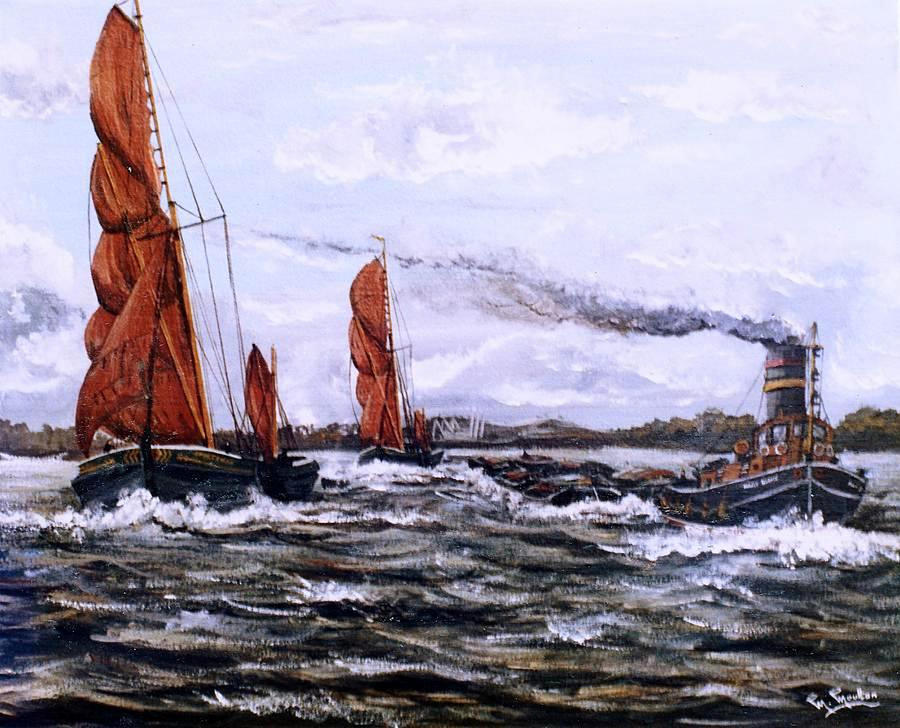 Steam races Sail on the River Thames London Painting by Mackenzie Moulton