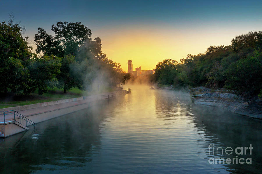 Austin Photograph - Steam rolls Off the icy waters at Barton Springs Pool  by Dan Herron