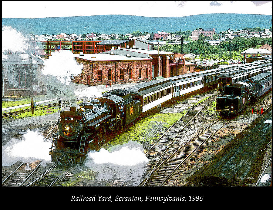 Steam Train, Railroad Yard, Scranton, Pennsylvania, 1996 Digital Art by ...