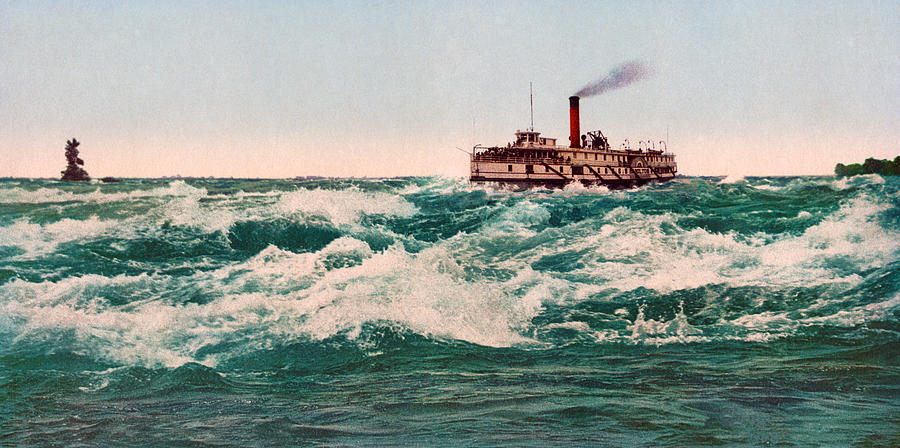 Steamboat Lachine Rapids Near Montreal - Circa 1901 Photochrom Photograph by War Is Hell Store