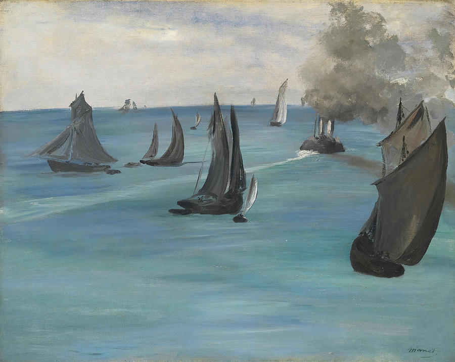 Steamboat Leaving Boulogne. Edouard Manet, French, 1832-1883. Painting by Edouard Manet