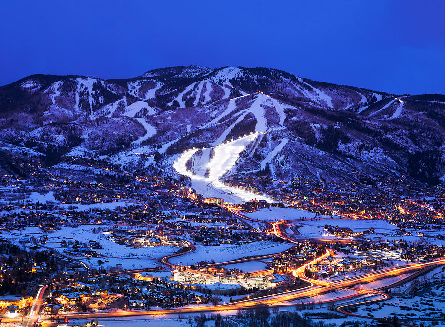 Steamboat Springs at dusk, Colorado, America, USA Photograph by Darekm101