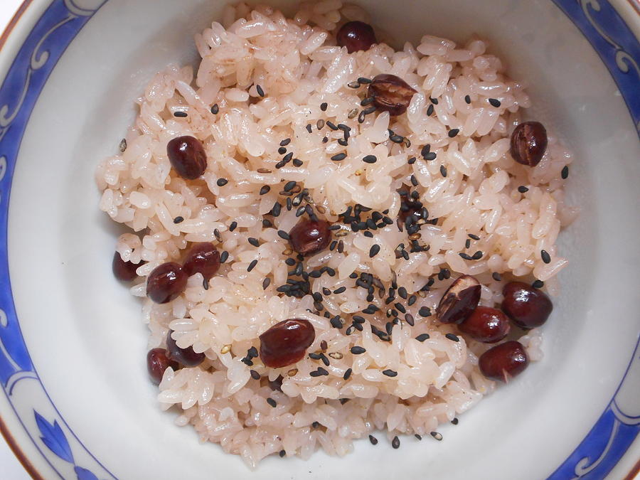 Steamed rice with red beans Photograph by Mk2014