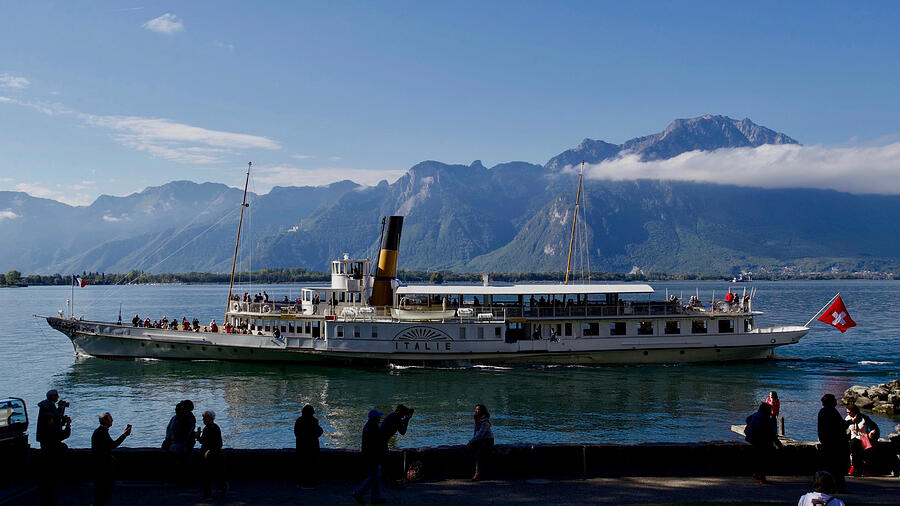 Boat Photograph - Steamer Italie, Lake Geneva, Veytaux, Canton Vaud, Switzerland. by Joe Vella