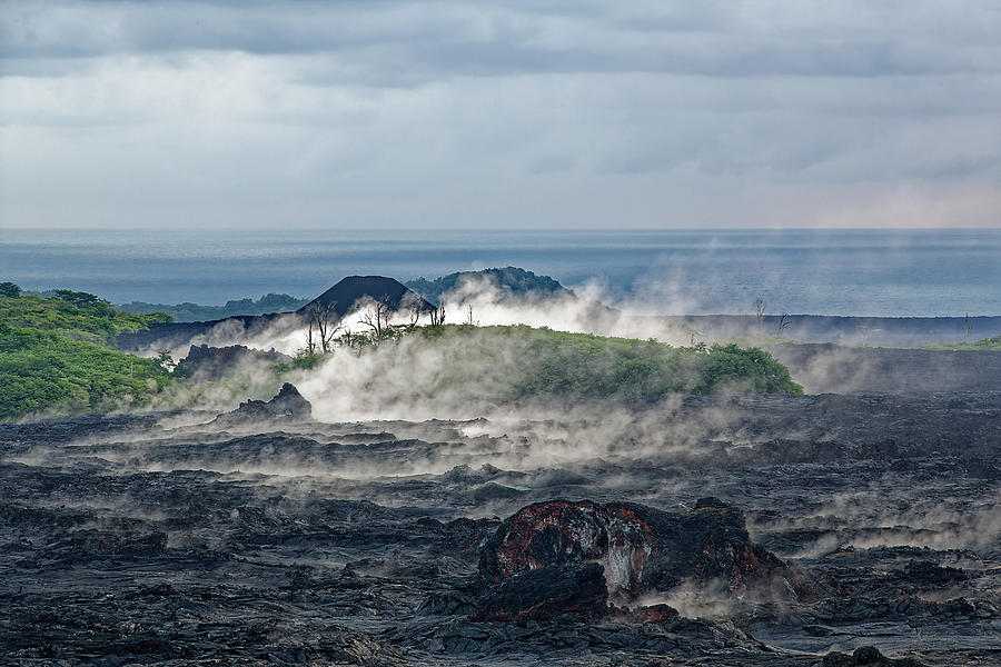Steaming Lava Landscape Photograph