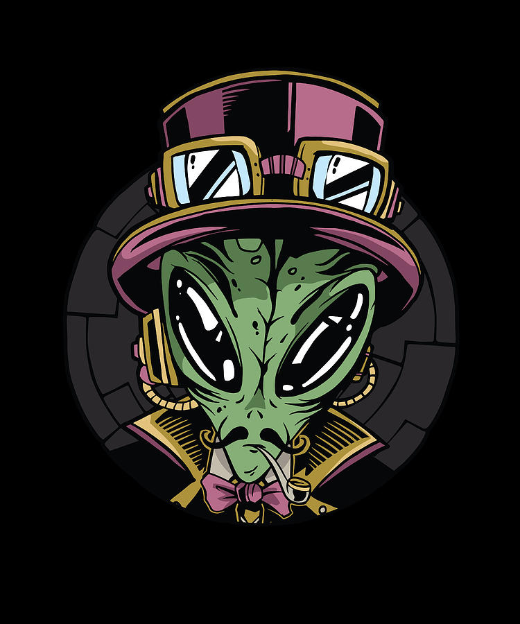 Steampunk alien with moustache and top hat Digital Art by Norman W ...