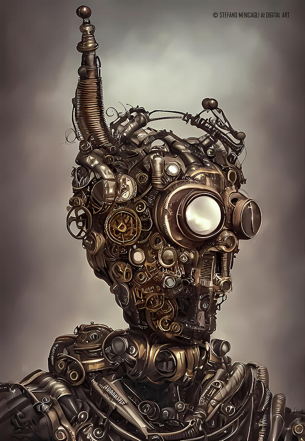 Steampunk Android Digital Art by Stefano Menicagli | Pixels