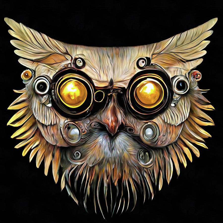 Owl Digital Art - Steampunk Animal 05 Cool Owl by Matthias Hauser