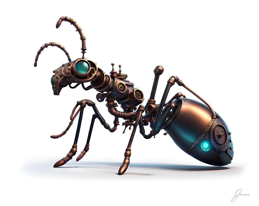 Fantasy Digital Art - Steampunk Ant by Greg Joens Fantasy Digital Art - Steampunk Ant by Greg Joens
