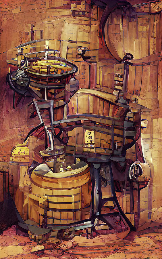Steampunk Antique Wine Press AI Digital Art by Floyd Snyder