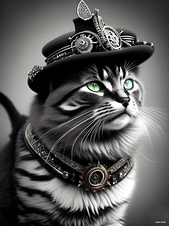 Steampunk Art Mr Whiskers Mixed Media by Lesa Fine