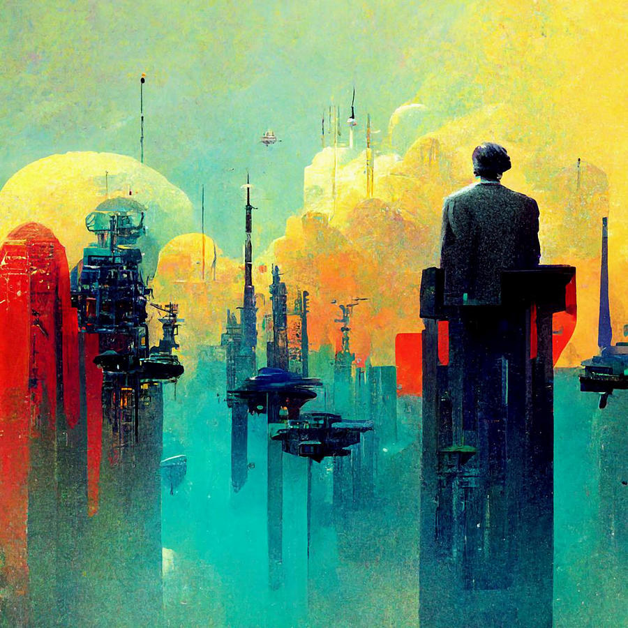 Steampunk Asimov Digital Art by Andrea Barbieri