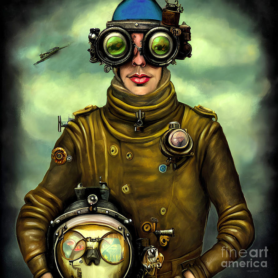 Steampunk Aviator 20221009m Mixed Media by Wingsdomain Art and Photography