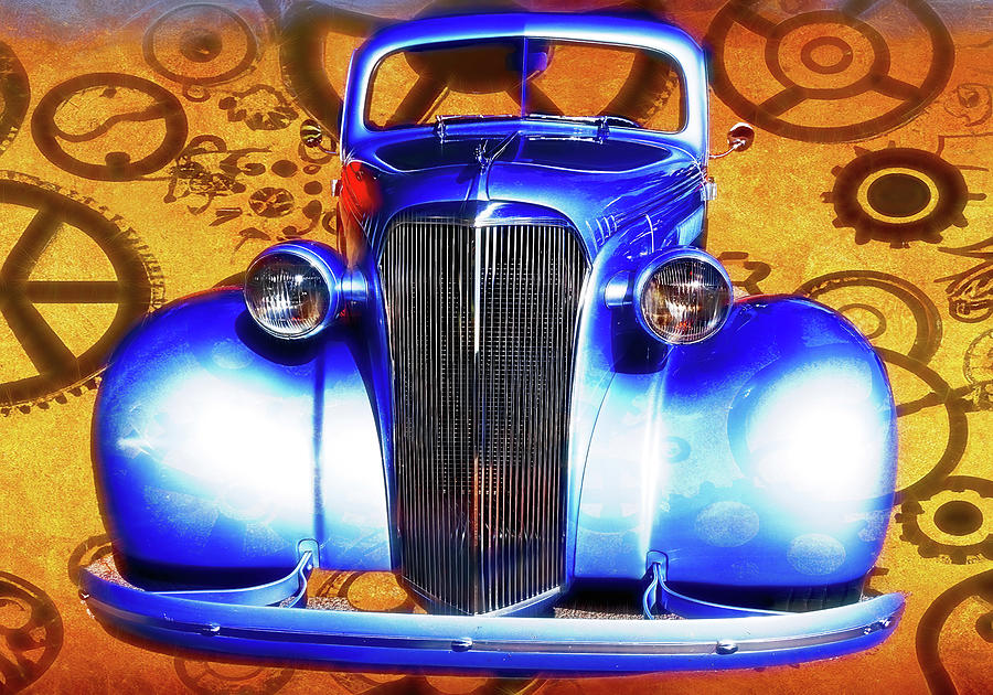 Steampunk Blue Ford Coupe Photograph by Cathy Anderson