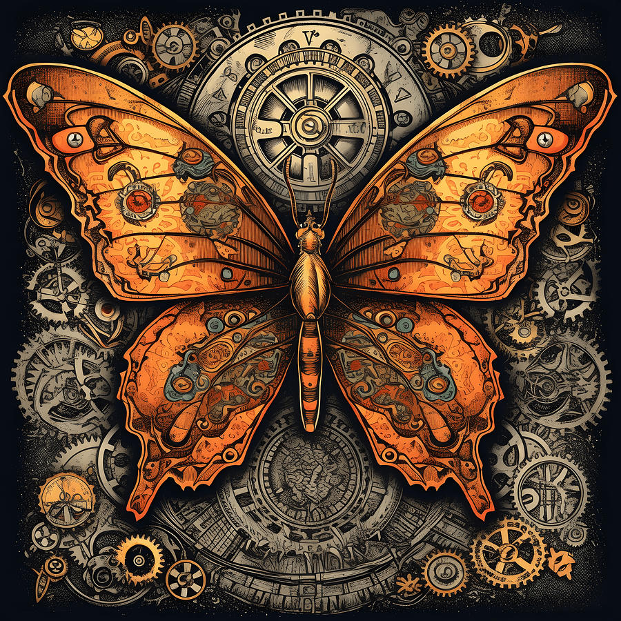 Steampunk Butterfly A Fusion Of Nature And Technology Digital Art By