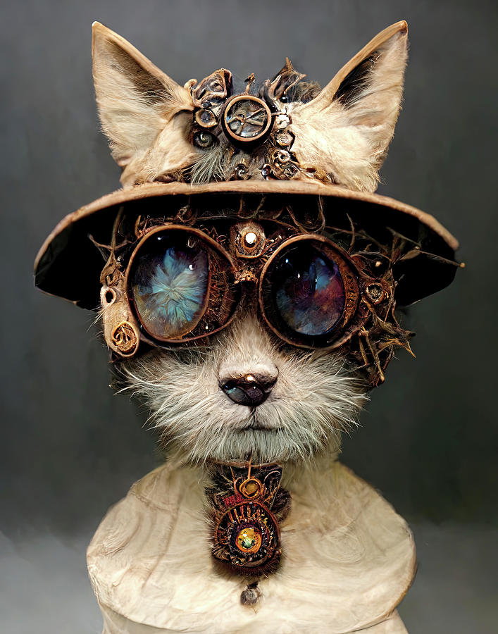 Steampunk Cat Digital Art by Ron Weathers - Pixels