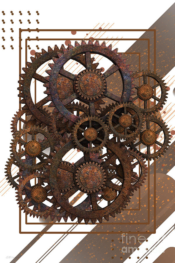 Steampunk Cogs and Gears v2 Digital Art by Bilancy Art