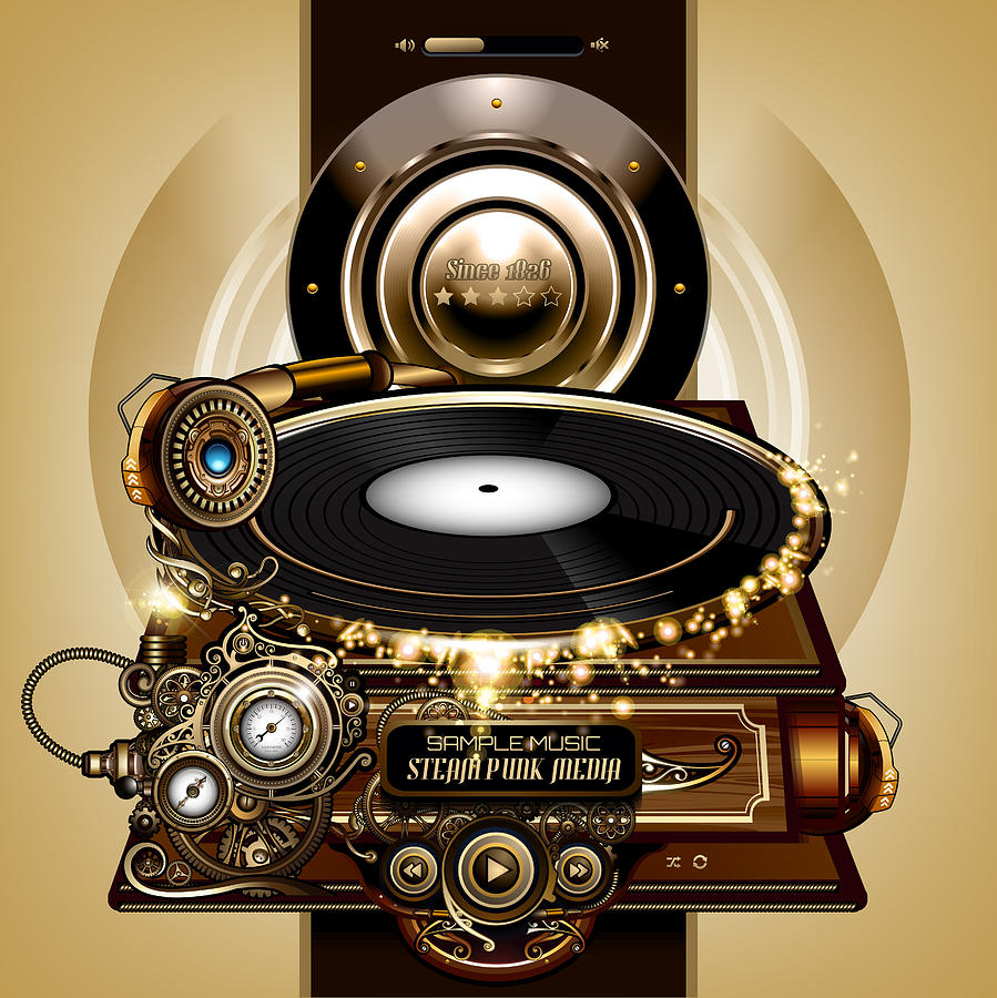 Steampunk concept gramophone Drawing by Adelevin