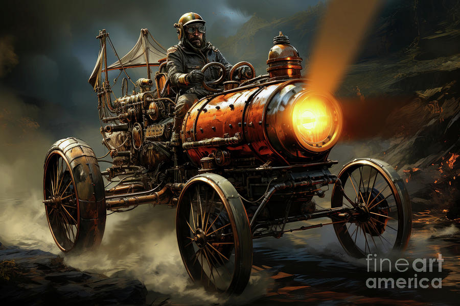 Steampunk Cross Country Car Race 4 Digital Art by Al Andersen - Fine ...