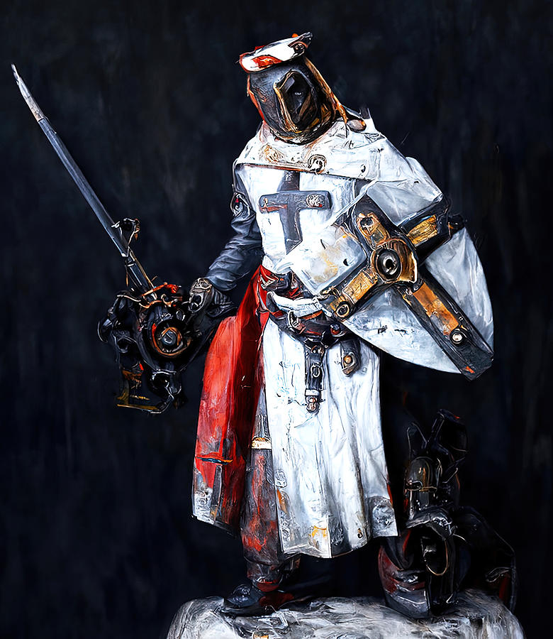 Steampunk Crusader Warrior Painting by AM FineArtPrints