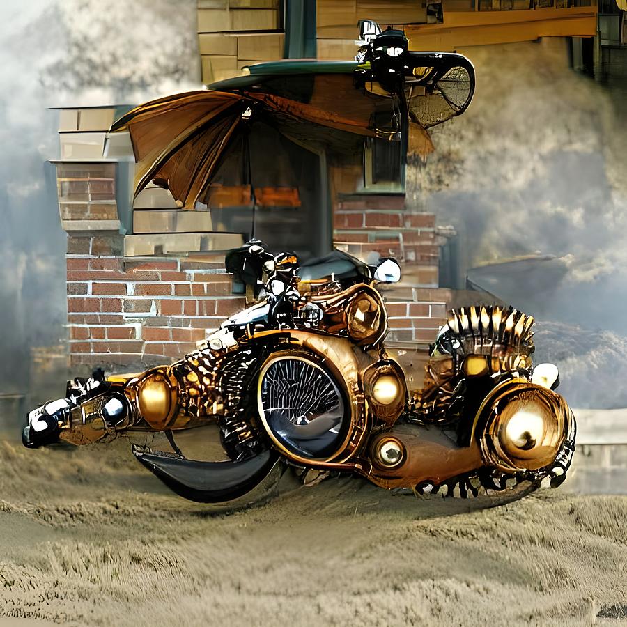 Steampunk Delux 3000 Motorcycle Digital Art by Floyd Snyder