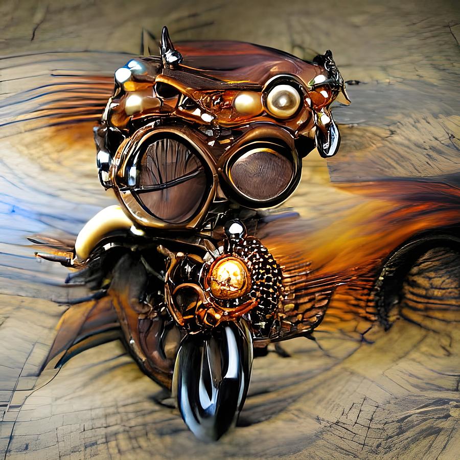Steampunk Delux Motorcycle  Digital Art by Floyd Snyder