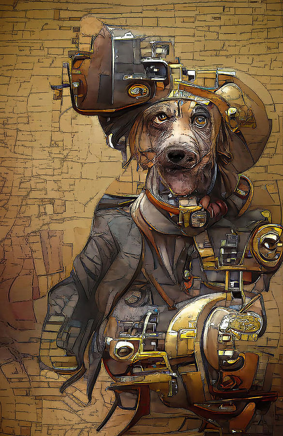 Steampunk Dog Art 22 Digital Art by Debra Kewley