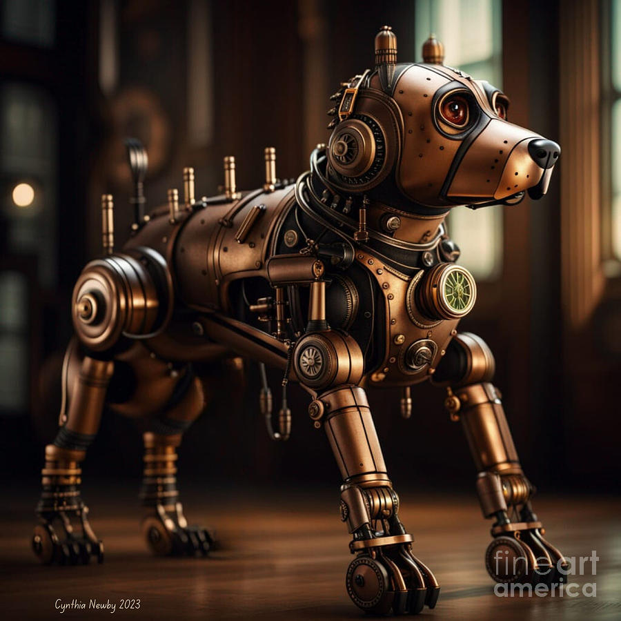 Steampunk Dog Digital Art by Cindys Creative Corner