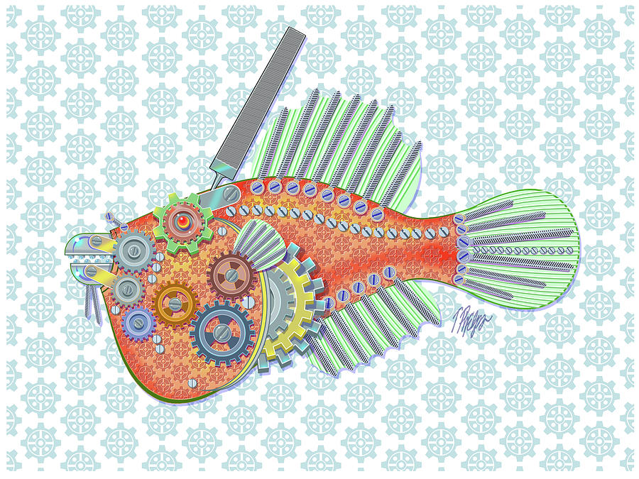 Steampunk File Fish Print Digital Art by Tim Phelps