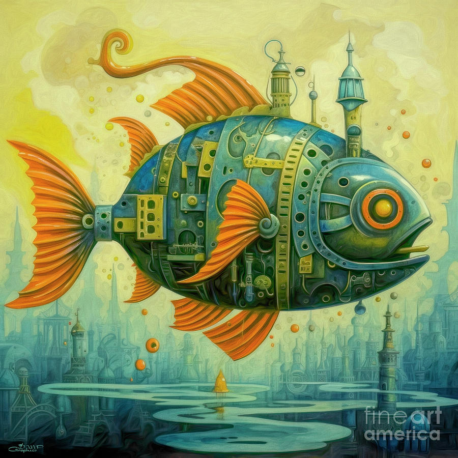 Steampunk Fish Digital Art by Jutta Maria Pusl