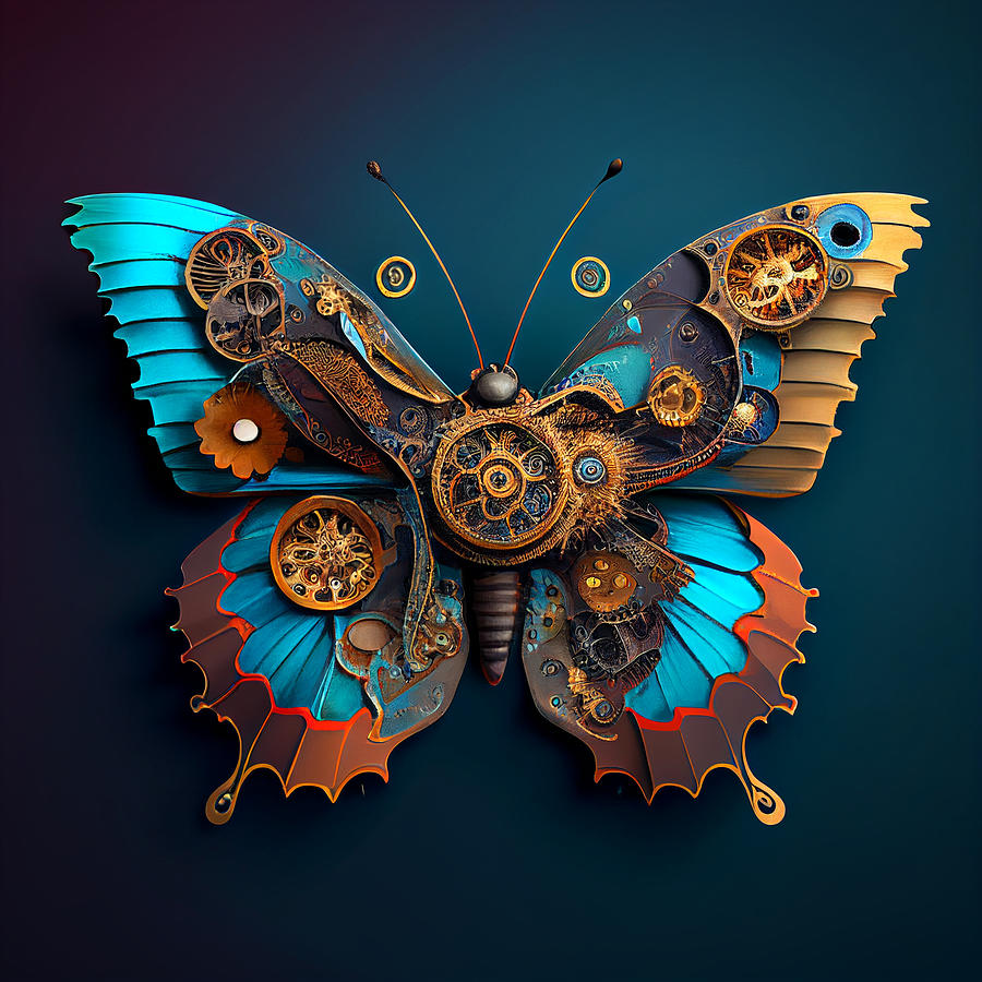 Steampunk Flutter #2 Digital Art by Laurie Williams