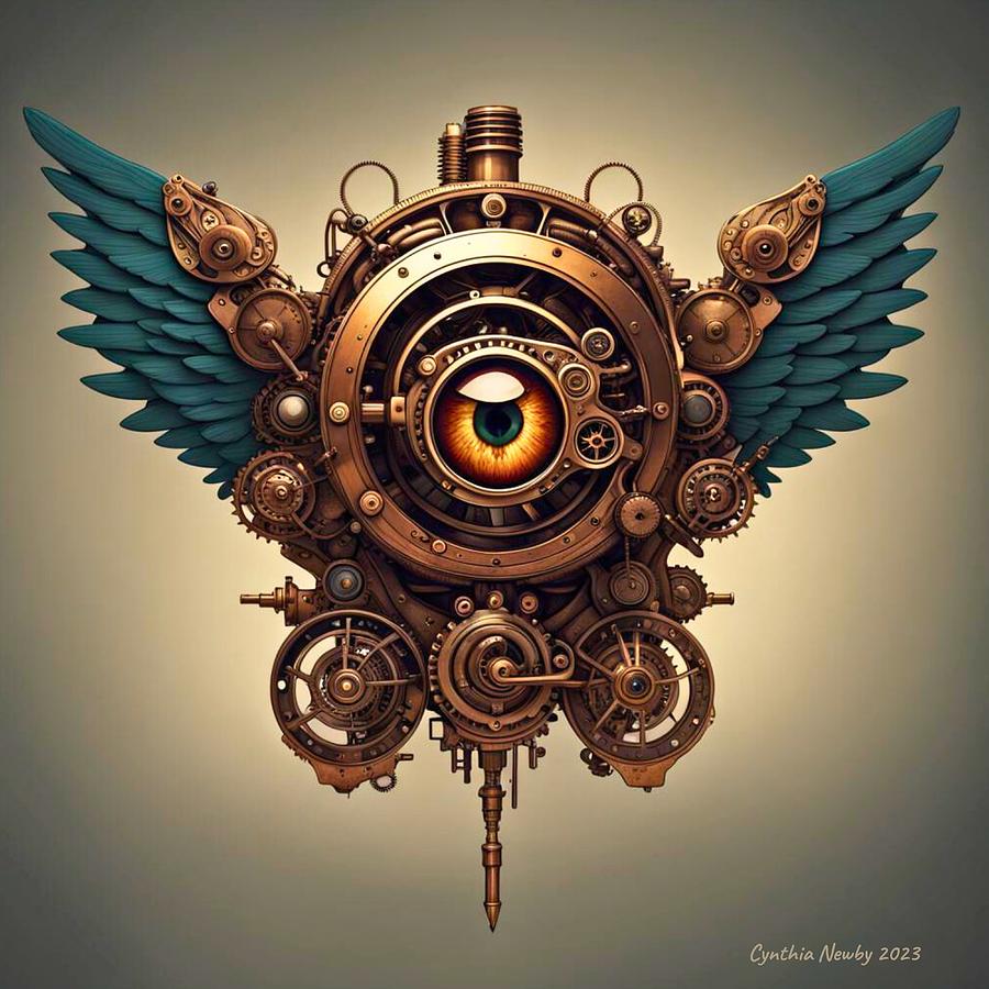 Steampunk Flying Eye Digital Art
