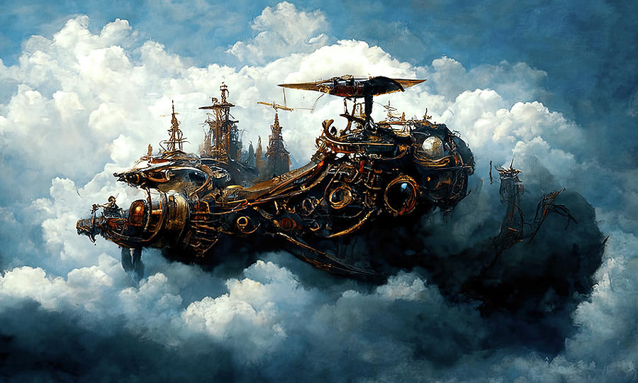 Steampunk Flying Ship, 03 Painting