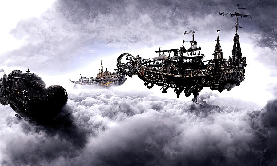 Steampunk Flying Ship, 06 Painting