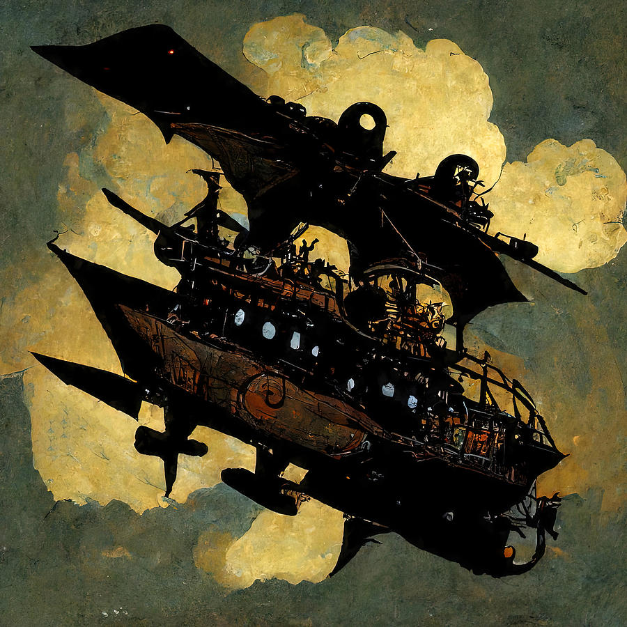 Steampunk Flying Ship, 11 Painting